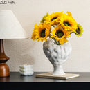 Axyaa Ceramic Vase: Aesthetic Irregular Shape Floral Desk Decoration
