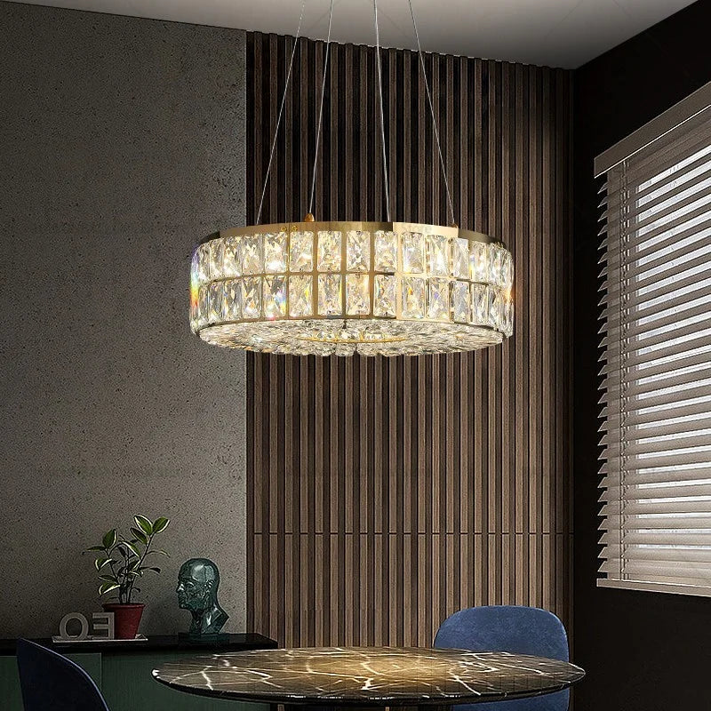 Axyaa Crystal Chandelier: Modern Luxury Lighting for Living Room, Restaurant, and Villa