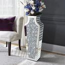 Axyaa Crushed Diamond Mirrored Vase 27" Tall, Crystal Silver Luxury Home Decor Piece