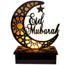 Wooden Moon Star LED Lights Decor for Eid Mubarak Night Light by Axyaa