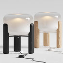 Axyaa Wood and Glass Bedside Table Lamp with E27 Floor Lamp