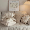 Axyaa Beige Jacquard Embroidery Tassel Pillowcase - Luxury Living Room Cushion Cover