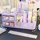 Axyaa Bear Handle Desk Organizer: Pen Holder, Sticky Note & Tape Storage Box