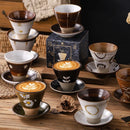 Axyaa Ceramic Flower Latte Mug Set - Retro Coarse Pottery - 200ml
