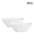 Axyaa Large Plastic White Square Bowl Set - Ideal for Soup, Noodles, Oatmeal, and Salad