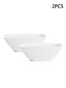 Axyaa Large Plastic White Square Bowl Set - Ideal for Soup, Noodles, Oatmeal, and Salad