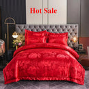 Axyaa Satin Jacquard Embroidered 4-Piece Bedding Set