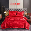Axyaa Satin Jacquard Embroidered 4-Piece Bedding Set