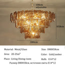Axyaa Vintage Green Glass Crystal Chandelier Pendant Lamp for Living Room Bedroom