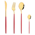 Axyaa Stainless Steel Red Silverware Set for Dining Table