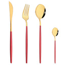 Axyaa Stainless Steel Red Silverware Set for Dining Table