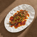 Axyaa Premium Fish Plate: High Temp Steamed Fish/Vegetable Plate, Hotel Tableware