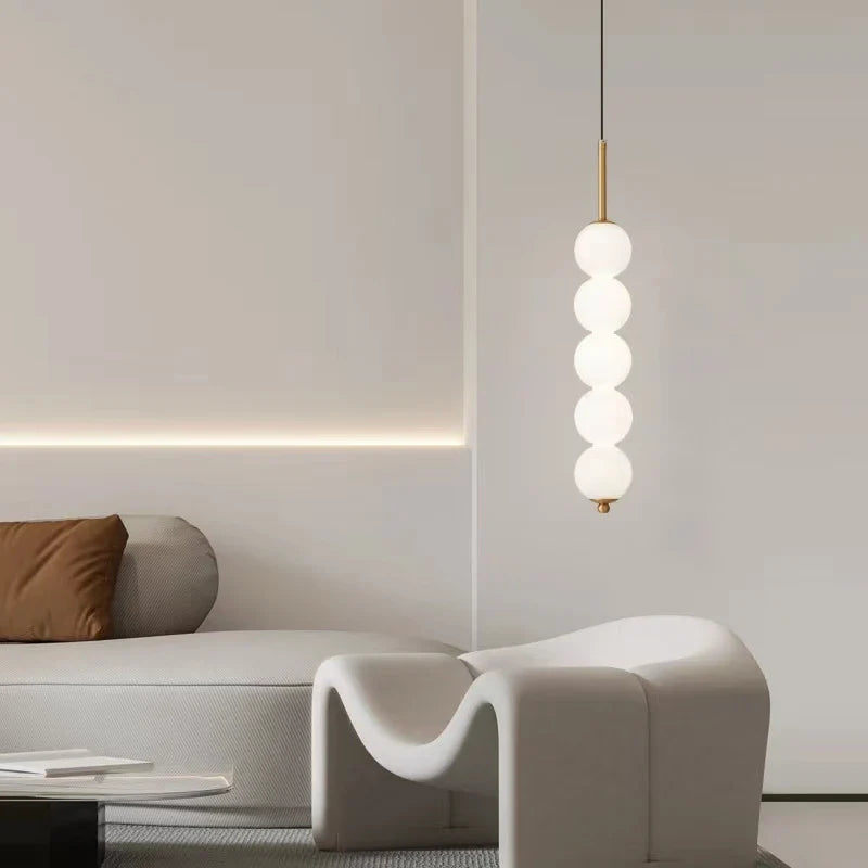 Axya White Pearl Glass Ball Pendant Lights for Kitchen Decor