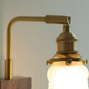 Axyaa Brass Walnut Wood Glass Wall Sconce LED Lamp Rotation Stair Light