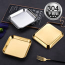 Axyaa Square Stainless Steel Food Tray Plate for Creative Snacking and Dining