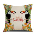 Tropical Birds Linen Pillowcase Set for Decorative Throw Cushions by Axyaa