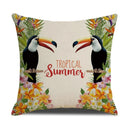 Tropical Birds Linen Pillowcase Set for Decorative Throw Cushions by Axyaa