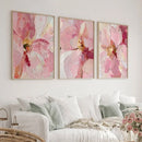 Axyaa Abstract Pink Floral Oil Painting Prints, Modern Wall Art Set