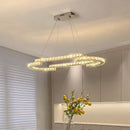 Axyaa Oval Crystal Dimmable Ceiling Chandelier for Villa Bedroom Dining Room