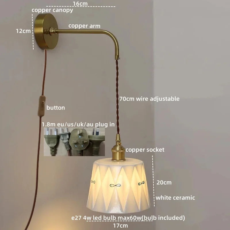 Axyaa Ceramic Hand-painted LED Wall Light Fixture for Modern Spaces