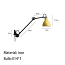 Axyaa Rotatable E14 Reading Wall Lamp in Black, Yellow, Chrome, White, Gray for Bedroom Lighting.