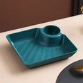 Axyaa Large Square Divided Dumpling Plate & Vinegar Space Organizer