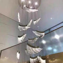 Axyaa Modern Villa Glass Feathers Chandelier Luxury Living Room LED Light