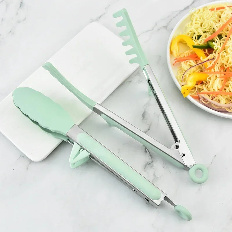 Axyaa Silicone Kitchen Tongs Set - Non-Slip Cooking Tools for Barbecue, Salad, and More