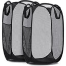 Axyaa Collapsible Mesh Laundry Basket with Side Pocket for Breathable Clothes Storage