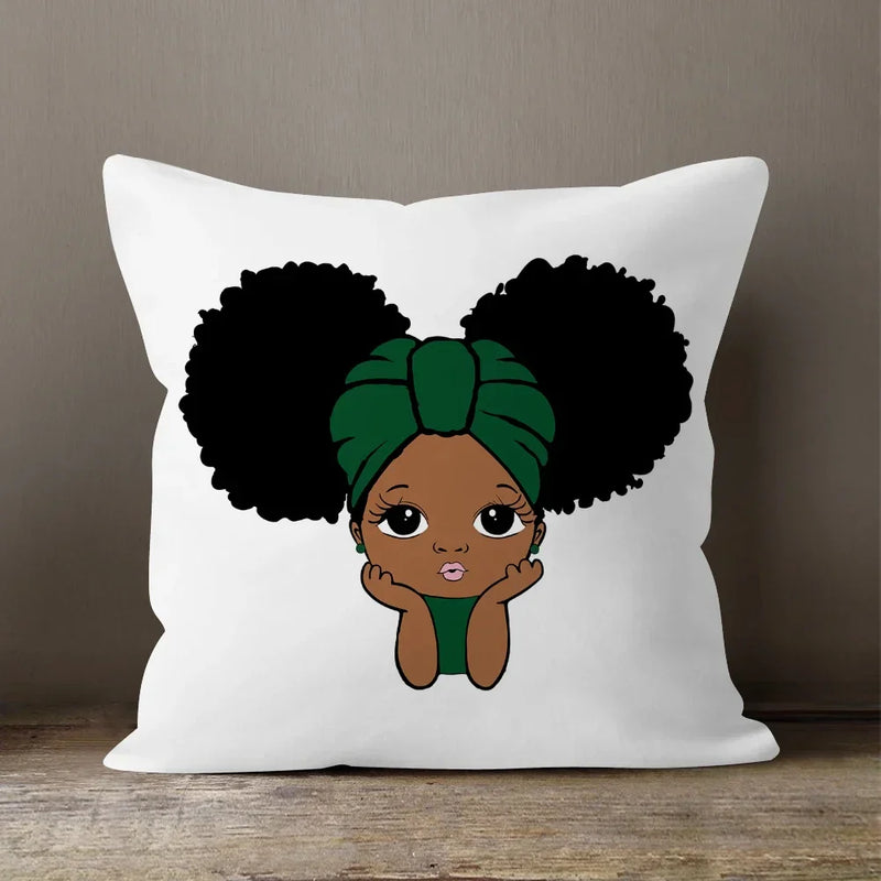 Axyaa Cartoon Girl Pillow Case: Soft Short Plush Cushion Cover for Sofa & Home Decor
