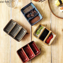 Axyaa Ceramic Seasoning Set - Three Grid Plate with Dipping Dishes