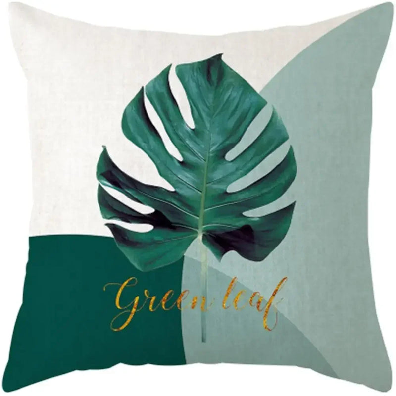 Axyaa Plants Print Linen Cushion Cover for Stylish Home Decor 45*45cm