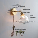 Axyaa LED Glass Wall Lamp Clear Amber Modern Nordic Design E27 Bathroom Light