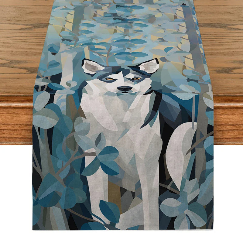 Tropical Plant Dog Table Runner by Axyaa: Dining Table Decor for Kitchen Parties