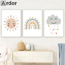 Axyaa Rainbow Alphabet Number Cartoon Canvas Wall Art for Baby Kids Room