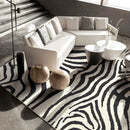 Axyaa Zebra Pattern Plush Living Room Carpet - Nordic Style Large Area Rug