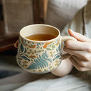Axyaa Flower Season Handmade Vintage Ceramic Coffee Cup Girl's Gift, 360ml