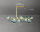 Axyaa Peacock Blue Glass Chandelier: Luxury Flower Design Pendant Lamp