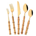 Axyaa Bamboo Handle Stainless Steel Cutlery Set