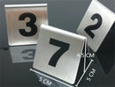 Axya Stainless Steel Double-sided Square Table Number Plate for Restaurant and Hotel