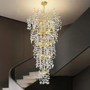 Axyaa Crystal Chandelier LED Lights for Living Room, Hotel Lobby, Staircase - French Luxury Lighting