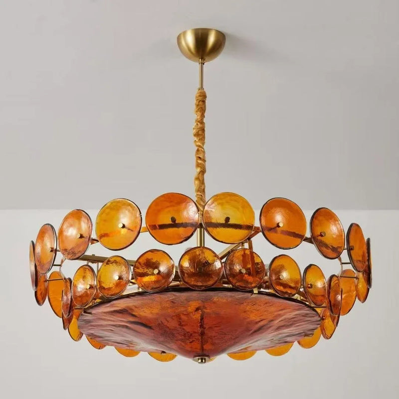 Axyaa Retro Glass Chandelier, Designer Colored Glass Pendant Light for Living Room