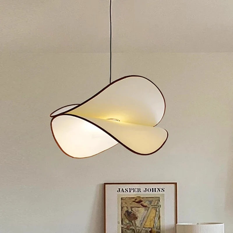 Axyaa Wabi-Sabi Fabric Lamp, French Retro Cream Bedroom Chandelier