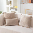 Axyaa Chenille Velvet Throw Pillow Covers with Stitched Edge Square Cushion Cases