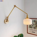 Axyaa Ceramic Copper LED Wall Lamp with Adjustable Long Arm Swing