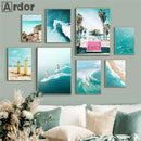 Nordic Surfing Canvas Wall Art for Living Room Decoration by Axyaa