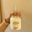 Axyaa Cat Glass Cup & Straw Set - Cute & Aesthetic Tumbler for Various Drinks