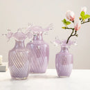 Axyaa Purple Wavy Glass Vase for Flower Arrangement and Home Decor