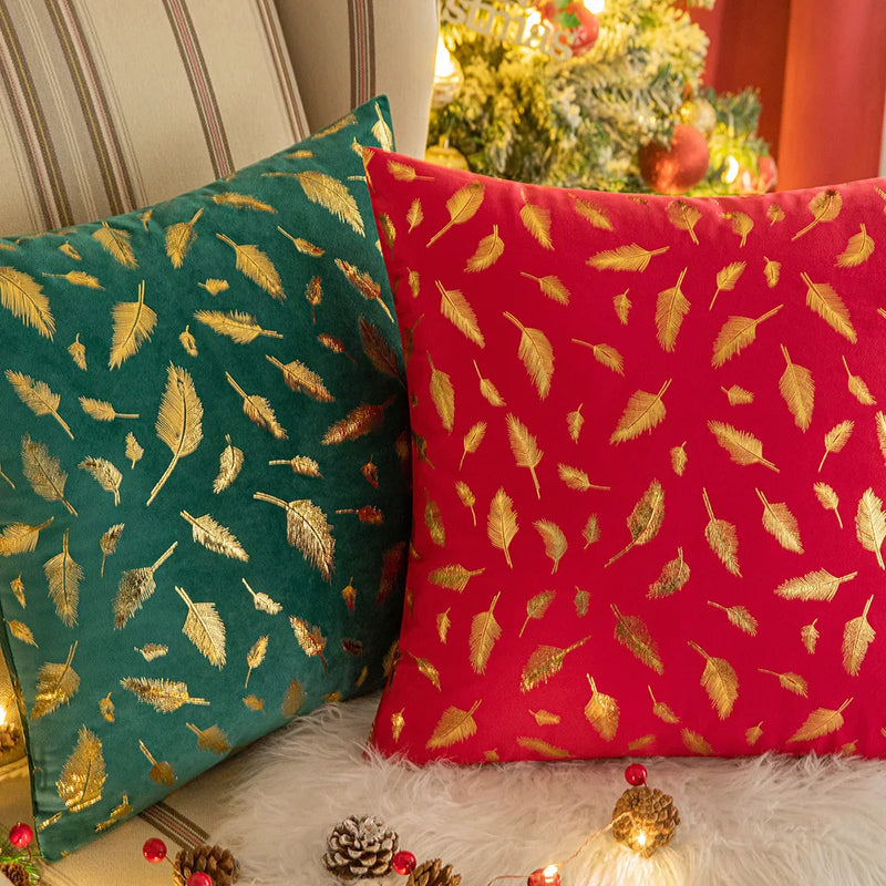 Axyaa Christmas Printed Plush Pillow Cover 45x45 - Stylish Sofa Decor