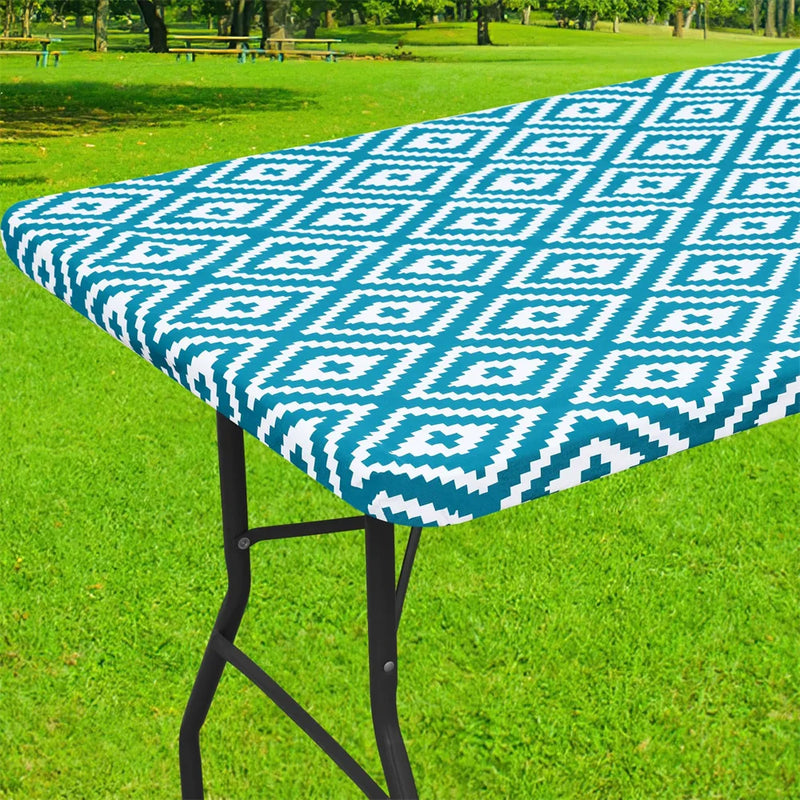 Axyaa Waterproof Flannel-Backed Vinyl Picnic Table Cloth for Indoor and Outdoor Dining